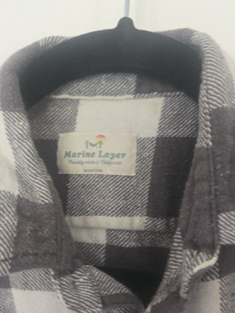 Marine Layer Men's Checked Flannel Shirt - Black & White - Picture 2 of 3